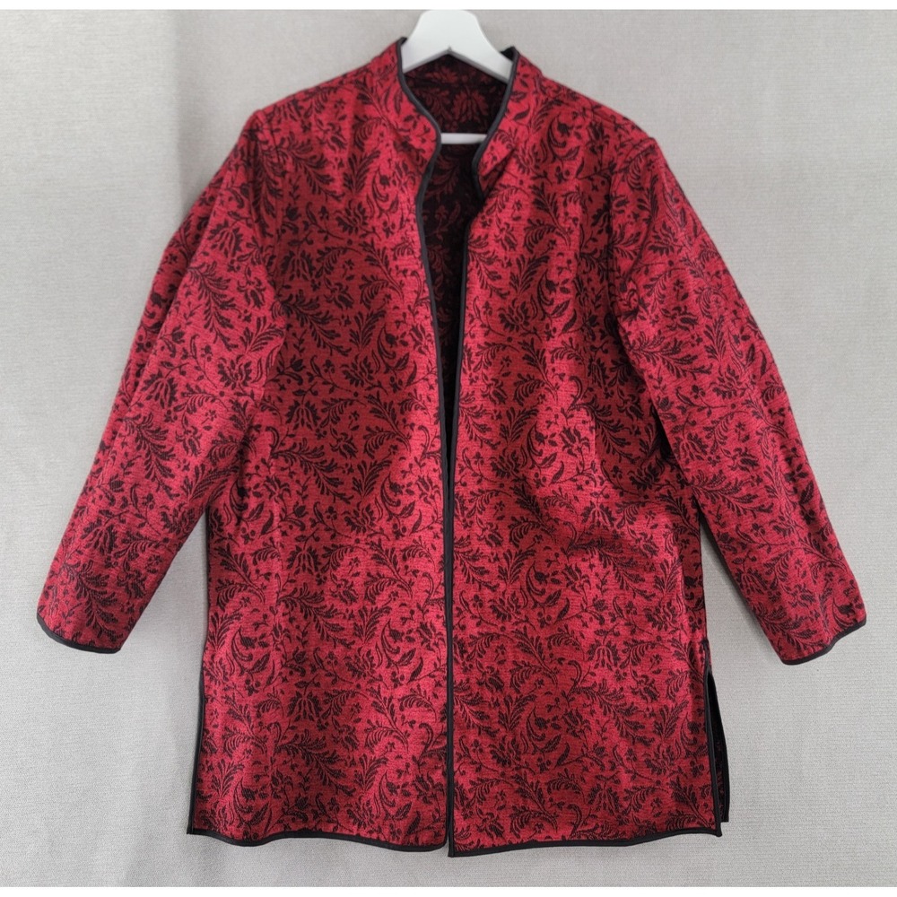 Coldwater Creek Womens Jacket Brocade Open Tapestry Reversible Size Large Petite - Picture 4 of 9